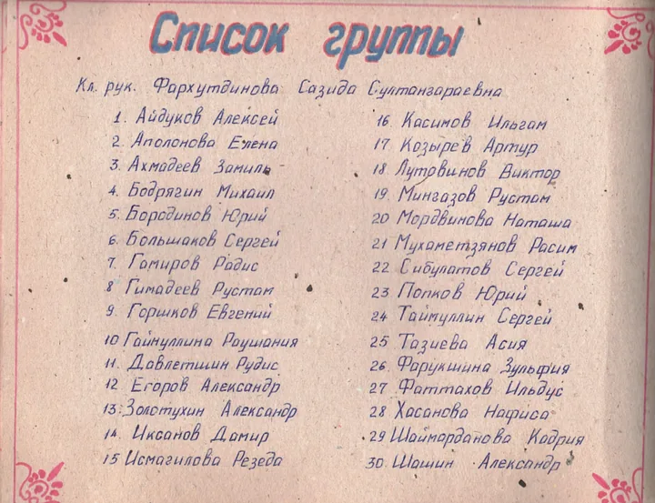 Список группы